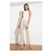 Trendyol Stone Zipper Detail Ribbed Stitched Pants