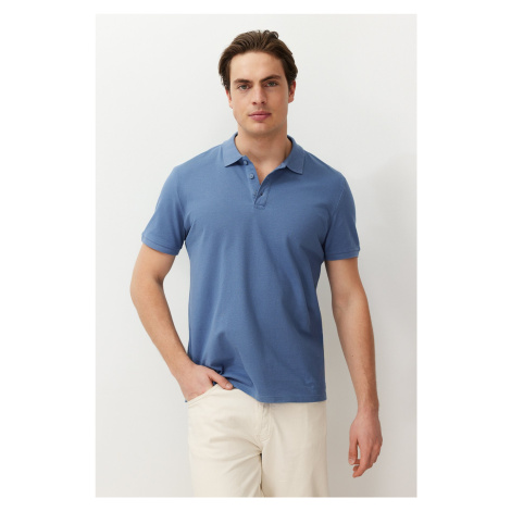 Trendyol Indigo Regular Cut Textured Polo Neck T-Shirt