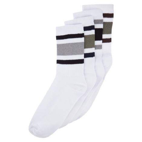 Trendyol White Cotton 4 Pack Striped Socks