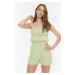 Trendyol Mint Lace Detailed Flamed Cotton Woven Pajamas Set