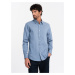 Ombre Men's SLIM FIT shirt in decorative fabric - blue