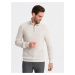 Ombre Men's knitted sweater with spread collar - cream