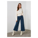 Trendyol Blue High Waist Cut-Off Culotte Jeans