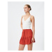 Koton Viscose Mini Skirt with Tie Waist and Ruffles in a Comfortable Cut.