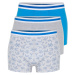 Trendyol 3-Piece Gray-Blue Tropical Patterned-Plain Mix Cotton Boxer