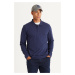 AC&Co / Altınyıldız Classics Men's Navy Blue Standard Fit Normal Cut 3 Thread Fleece 100% Cotton