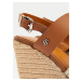Hnedé dámske kožené sandálky na plnom podpätku Tommy Hilfiger