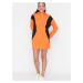 Black and Orange Trendyol Hooded Sweatshirt Dress - Women