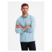 Ombre Men's melange polo longsleeve with embroidery - blue melange