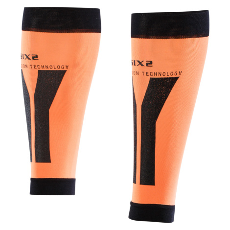 SIX2 Cyklistické návleky po kolená - CALF - oranžová/čierna