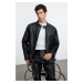 Trendyol Black Regular Fit PU Faux Leather Biker Jacket Coat