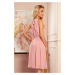 dámské šifonové šaty v pudrově růžové barvě s vázáním XL model 15740646 - numoco