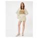 Koton Linen Mini Skirt with Cargo Pocket