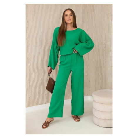 Muslin set blouse + trousers green