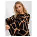 Camel and black women's oversize sweater with patterns