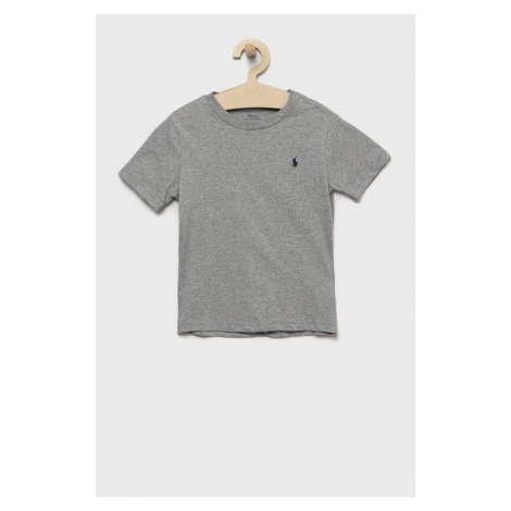 Detské bavlnené tričko Polo Ralph Lauren šedá farba, melanžový