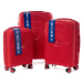 Červená sada 3 luxusných odolných kufrov &quot;Orbital&quot; - M, L, XL