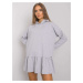 Grey cotton dress with a hood, melange