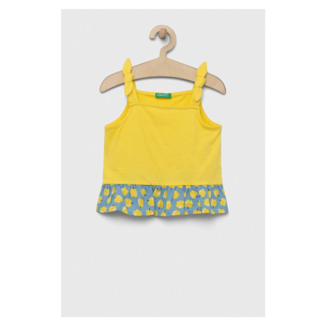 Detská bavlnená blúzka United Colors of Benetton žltá farba, vzorovaná