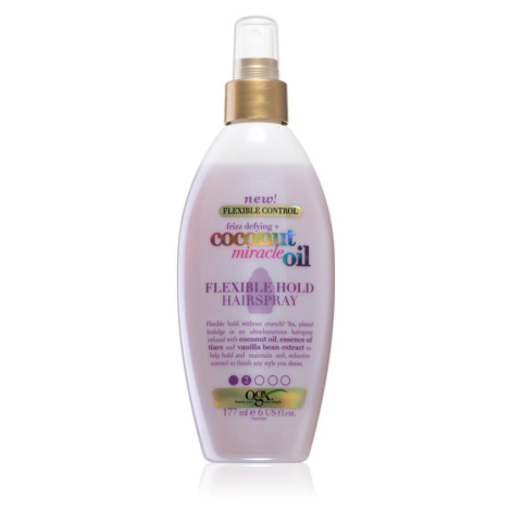 OGX Coconut Miracle Oil lak na vlasy s ľahkou fixáciou bez aerosolu