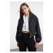 Trendyol Black Oversize Tweed Bomber Thin Jacket Coat