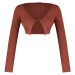 Trendyol Brown Crop Knitwear Cardigan