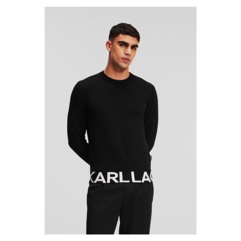 Sveter Karl Lagerfeld Karl Logo Knit Crewneck Black