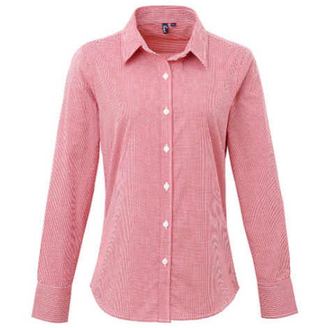 Premier Workwear Dámska bavlnená košeľa s dlhým rukávom PR320 Red -ca. Pantone 200