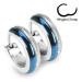 Okrúhle oceľové náušnice - kombinácia modrej a striebornej farby