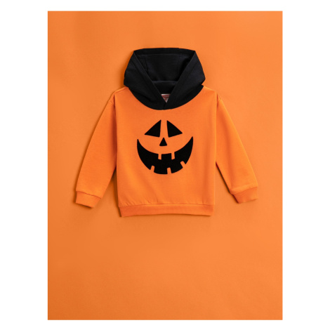 Koton Color Contrast Hoodie and Sweatshirt with Pumpkin Print