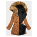 Čierno-karamelová obojstranná dámska zimná bunda (M-210A5)