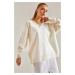 Bianco Lucci Women's V-Neck Knitwear Sweater