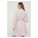 Bavlnené šaty Polo Ralph Lauren ružová farba, mini, áčkový strih