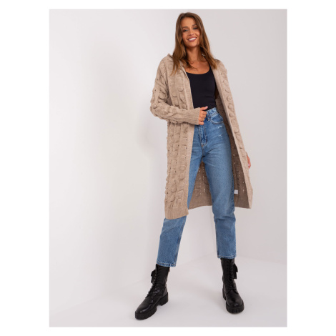 Svetlohnedý vzorovaný kardigán s kapucňou BA-SW-8026.93P-light brown