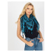 Light blue and black scarf with fringe
