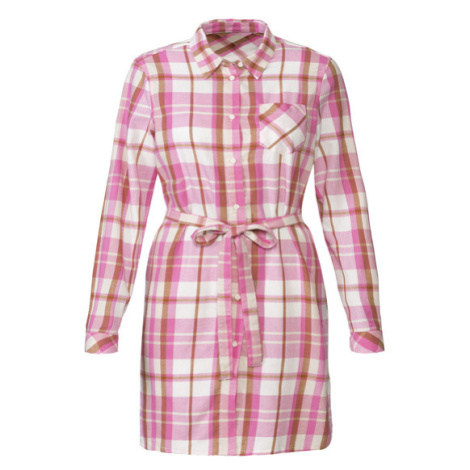 esmara® Dámska dlhá flanelová košeľa (károvaná/ružová/biela)
