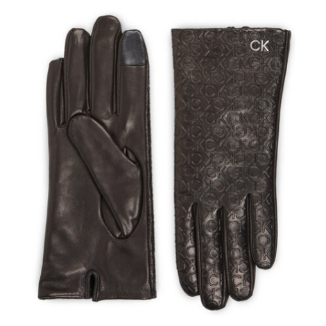 Calvin Klein Dámske rukavice Re-Lock Emb/Deb Leather Gloves K60K611165 Čierna