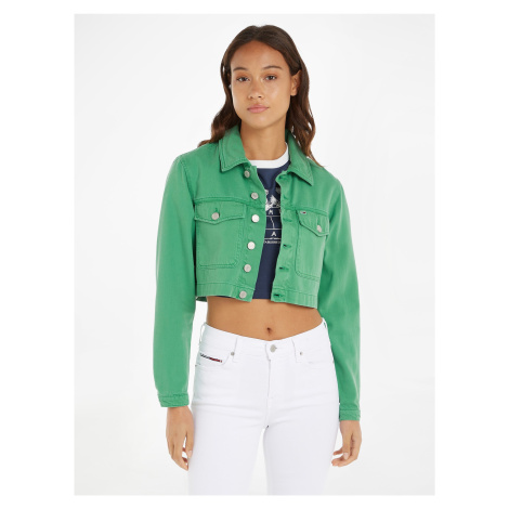 Green Womens Denim Crop Top Jacket Tommy Jeans - Women Tommy Hilfiger