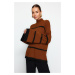 Trendyol Cinnamon Wide Pattern Striped Knitwear Sweater