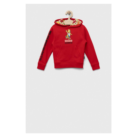 Detská mikina Vans HARIBO PO HARB červená farba, s kapucňou, s potlačou