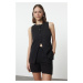 Trendyol Black Crew Neck Woven Vest-Shorts Set