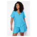 Trendyol Curve Saks Shirt Collar Woven Pajama Set