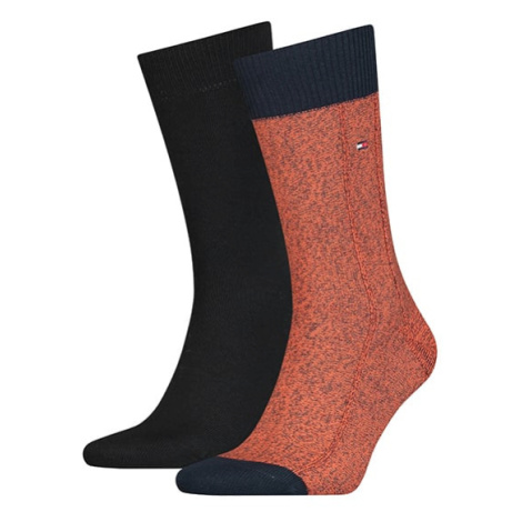 Tommy Hilfiger Ponožky - TH MEN SOCK 2P MOULINE čierne, oranžové