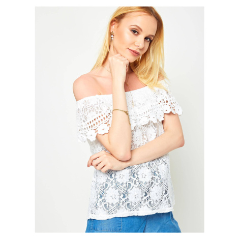 Lace blouse with Spanish neckline white Fashion