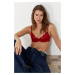 Trendyol Burgundy Lace Demi Covered Knitted Bra