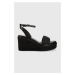 Sandále Calvin Klein WEDGE 50HH W/HW - JQ dámske, čierna farba, na kline, HW0HW01490