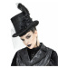 klobúk DEVIL FASHION - Abandoned Carnival - Gothic Top Hat with Fishnet and Feathers - AS082