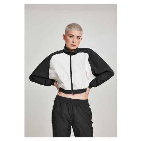 Women's short raglan wrinkled jacket Batwing blk/wht Urban Classics