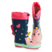 Denokids Heart Unicorn Girl's Navy Blue Elastic Rain Boots