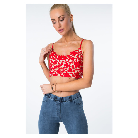 Short red lace top FASARDI